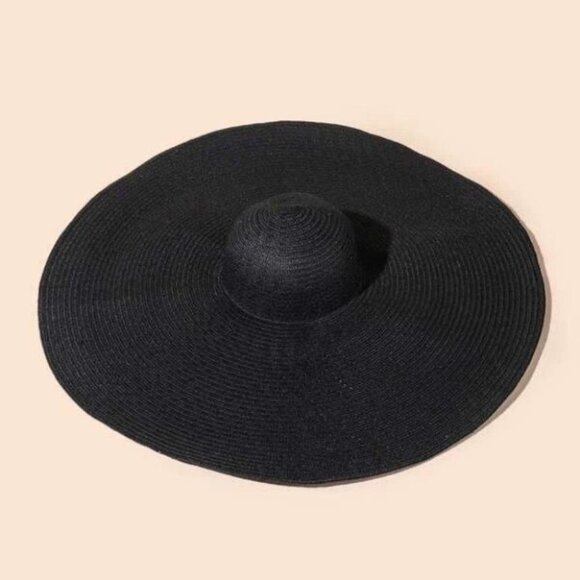 oversized wide brim straw hat - black - Picture 2 of 6